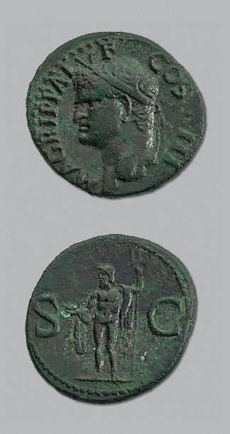 null AGRIPPA (63-12 av. J.-C.) As. Sa tête à gauche, avec la couronne rostrale. R/...