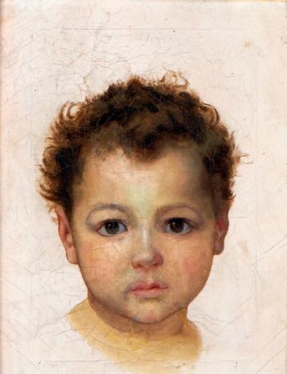 École Française du XIXe siècle Portrait d'enfant (esquisse) Huile sur toile. 32,5...