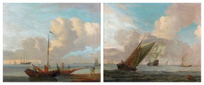 ÉCOLE HOLLANDAISE du XVIII° siècle, entourage de Ludolf BAKHUYZEN (1631-1703) Marine...