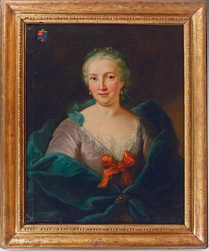 Entourage de Louis TOCQUE (1696-1772) Portrait de femme Huile sur toile. 76 x 61...