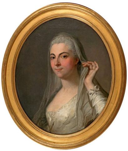 Attribué à Louis Michel van LOO (1707-1771) Portrait de femme Huile sur toile, rentoilée....