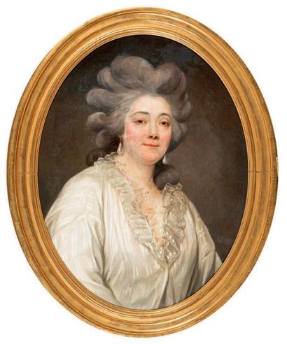 Attribué à Joseph DUPLESSIS (1725-1802) Portrait de femme à la chemise blanche Huile...