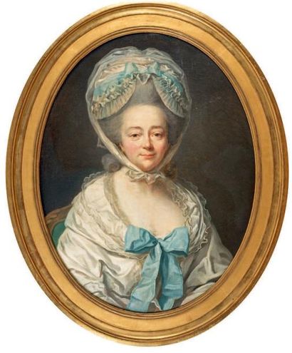 Johann Ernst HEINSIUS (1740-1812) Portrait de femme Huile sur toile, rentoilée. 78...