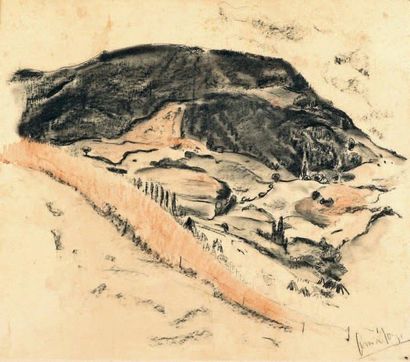 Germ de JONG (1886-1967) Paysage de Lozère, 1932 Technique mixte sur papier, signée...