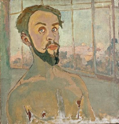 Lodewijk SCHELFHOUT (1881-1943) Autoportrait présumé Huile sur toile. (Griffures)....
