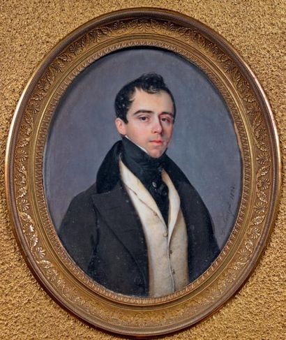 Savinien Edme DUBOURJAL (1795-1853) Portrait d'homme Miniature ovale, signée et datée...