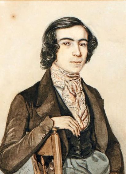 ÉCOLE FRANÇAISE du milieu du XIXe siècle Portrait de Charles Busson, peintre paysagiste...