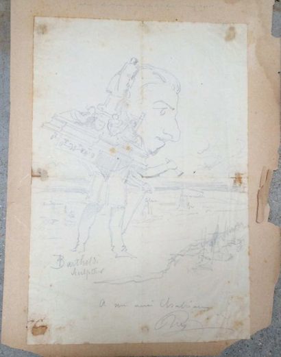 Dessin signé Bartholdi.
28 x 18 cm.
