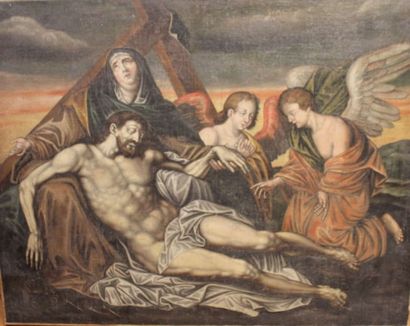 null Ecole française du XVIIème siècle :
"Déposition du Christ".
Huile sur toile...