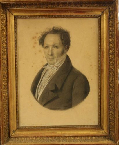 null FOURNIER +++:
"Portrait d'homme".
Estompe, rehauts de blanc, signé et daté 1823.
31...