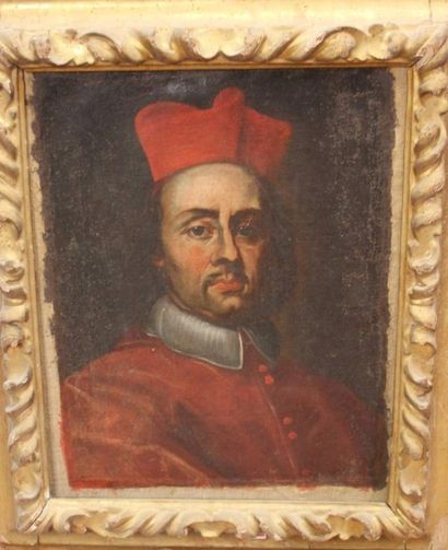 null Ecole italienne du XVIIIème siècle :
"Portrait de Cardinal".
Huile sur toile...