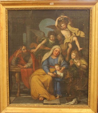 null Ecole française du XVIIème siècle :
"L'éducation de la Vierge".
Huile sur toile...