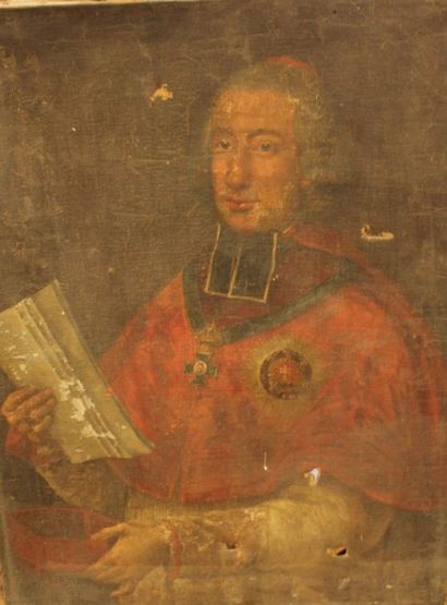 null Ecole française du XVIIIème siècle :
"Portrait de Cardinal".
Huile sur toile...