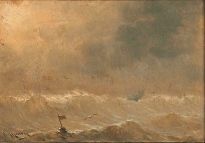 Georges Jean-Marie HAQUETTE (1854-1906) La tempête Huile sur panneau, signée en bas...