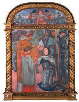 Maurice DENIS (1870-1943) La communion de Jeanne d'Arc, 1909 Tapisserie signée et...