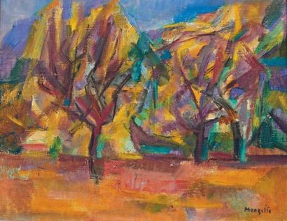 Jean MARZELLE (1916 - 2005) Les grands arbres Huile sur toile, signée en bas à droite....