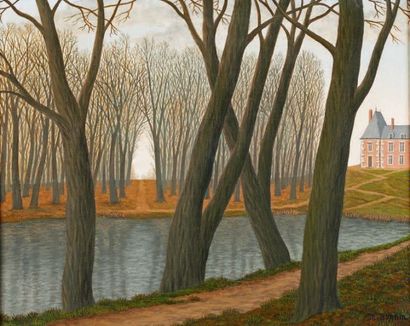 Maurice BONNIN (1911-1993) L'étang de la forêt, 1971 Huile sur toile, signée en bas...