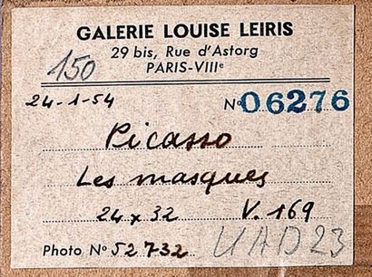 Pablo Picasso (1881-1973) Les masques, 1954 (V) Dessin à l'encre, signé, daté "24.1.54"...