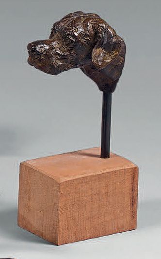 JOËL BLANC (NÉ EN 1946) Tête de chien, 2000 Épreuve en bronze patiné, signée, datée,...
