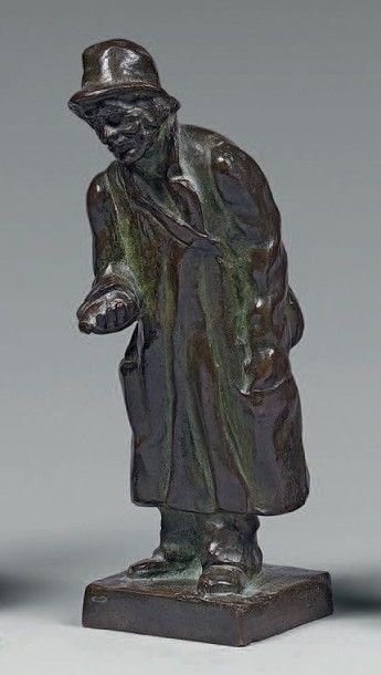 Serge ZELIKSON (1890-1966) Le mendiant Épreuve en bronze patiné, signée. Hauteur:...