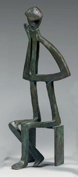 Axelle EPARS (1916-1999) Le penseur Épreuve en bronze patiné, signée du monogramme,...