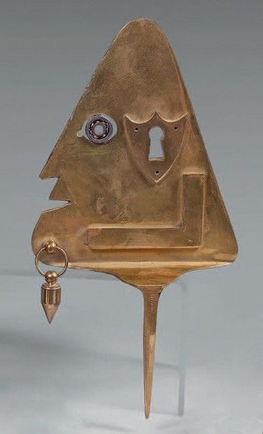 Roger BEZOMBES (1913-1994) Visage truelle Épreuve en bronze doré, signée, numérotée...