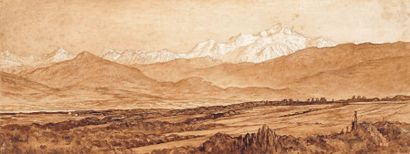 André Charles COPPIER (1867-1948) La Chaîne du Mont-Blanc vue de Ferney-Voltaire...