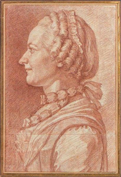 Entourage de Louis CARROGIS dit CARMONTELLE (1717-1806) Portrait de jeune femme vue...