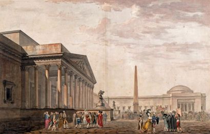 Attribué à Philibert-Louis DEBUCOURT (Paris, 1755 - Belleville, 1832) Caprice architectural:...