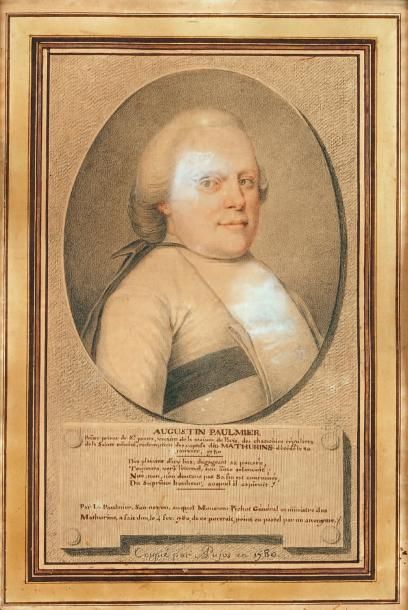 André PUJOS (1738-1788) Portrait d'Augustin Paulmier, Mathurin Pierre noire, sanguine,...