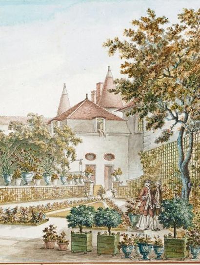 Luc-Vincent THIERRY (1734-1811) Vue de la maison paternelle de Monsieur Paulmier,...