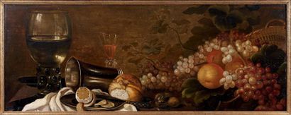 Attribué à Roelof I KOETS (vers 1592-1655) Nature morte de fruits et verres Huile...