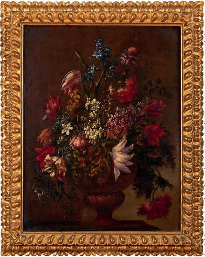 Attribué à Mario NUZZI (1603-1673)dit Mario dei FIORI Bouquet de fleurs dans un vase...