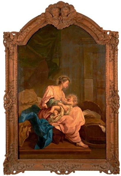 Attribué à Eustache RESTOUT (1655-1743) Vierge à l'Enfant Huile sur toile, rentoilée....