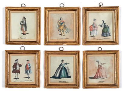 WHIRSKER (actif au XVIIIe siècle) Suite de six aquarelles gouachées représentant...