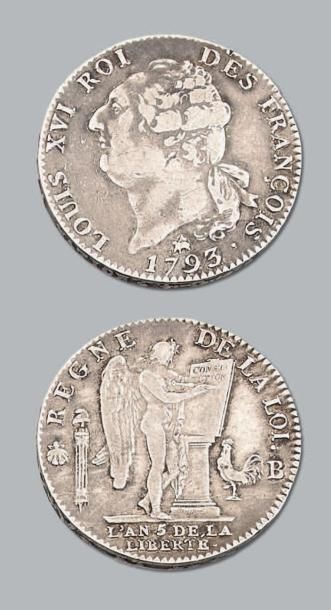 null Écu de 6 livres, type François. 1793. Rouen. An 5. Rare. TB à TTB