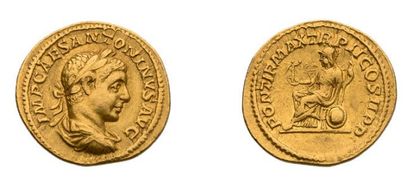 null ÉLAGABALE (218-222) Auréus. 6,29 g. Rome (219). Son lauré, drapé et cuirassé...