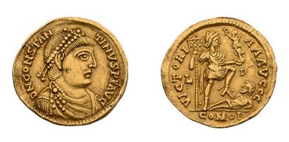 null CONSTANTIN III (407-411) Solidus. 4,46 g. Lyon (408-411). Son buste au diadème...