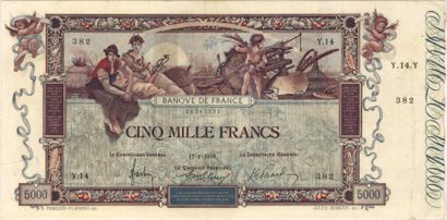 null 5000 Francs Flameng. Billet du 17/01/1918. Fay. 43-1. Frais. TTB