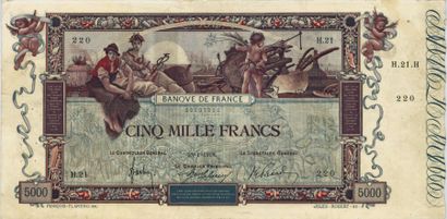 null 5000 Francs Flameng. Billet du 25/01/1918, série H 21. Fay. 43-1. Fentes. TB...
