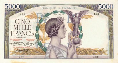null 5000 Francs Victoire ?taille douce?. Billet du 16/05/1935, série J 23. Fay....