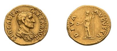 null GALBA (68-69) Auréus. 7,18 g. Rome (68-69) Tête nue de Galba avec le buste cuirassé...