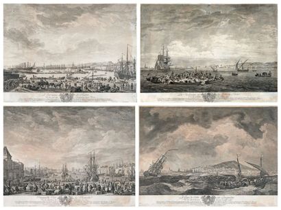 D'après Joseph Vernet Ensemble de six planches de la suite des Ports de France, eau-forte...