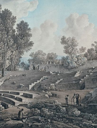 Louis François CASSAS (1756-1827) Ruines d'un temple Ruines d'un temple à Naples...
