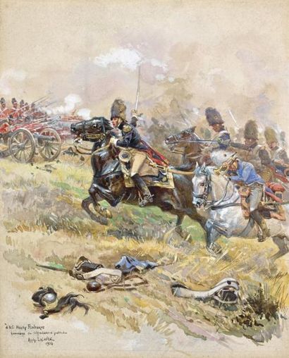 Alphonse LALAUZE (1872-1936) Charge des grenadiers à cheval de la Garde impériale...