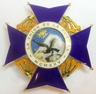 BOLIVIE Ordre du Condor des Andes, fondé en 1925, plaque de grand-croix en vermeil...