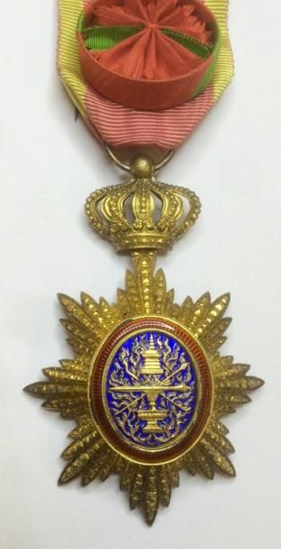 CAMBODGE Ordre royal du Cambodge, bijou d'officier en vermeil travaillé en pointes...