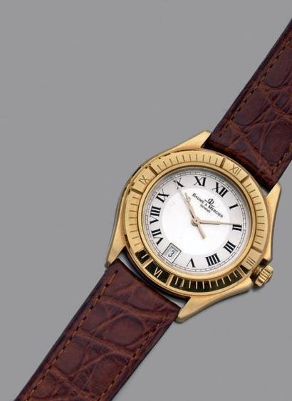 BAUME & MERCIER 
Montre bracelet d'homme, la montre de forme ronde en or jaune, cadran...