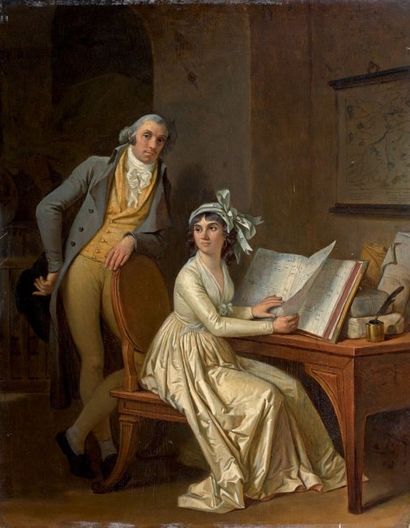 Marguerite GÉRARD (1761-1837) 
Portrait d'un couple dit « Les Expéditeurs »
Huile...