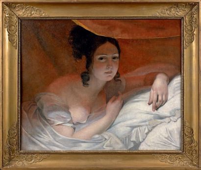 École Française du XIXe siècle 
Portrait de femme d'après Dubufe
Huile sur toile,...
